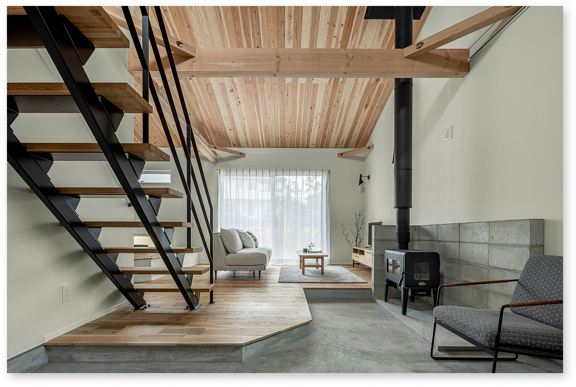 薪ストーブを愉しむ、中津川30坪の半平屋。