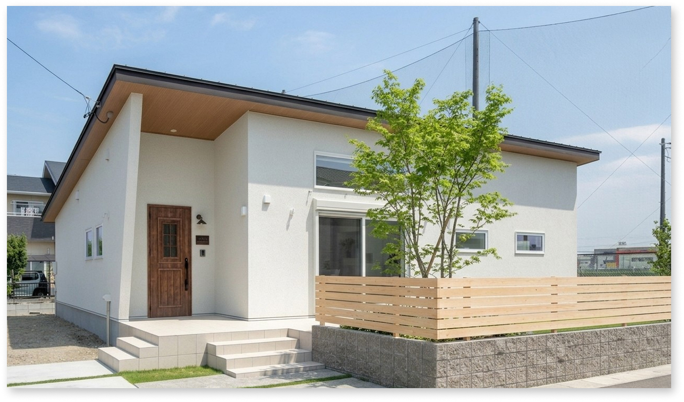 ｜あま市｜Rデザインと家事ラク回遊動線の31坪の平屋
